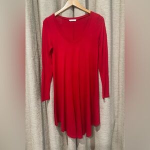 Casual Red Women's T-Shirt Dress, Size Small